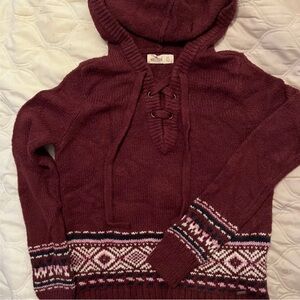 Hollister hooded lace up Sweater